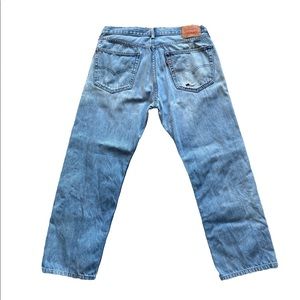 Levis 505 Light Wash Slight distressed Denim Jeans